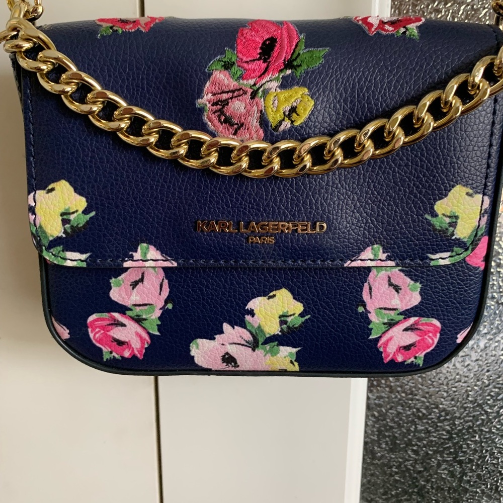 Karl Lagerfeld Paris Navy Floral Crossbody Bag